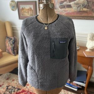 NWT Patagonia Crew Scoop Neck Forge Gray Faux Fur Sweater Men Women